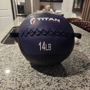 Titan Fitness 14LB Black and Purple Medicine Ball